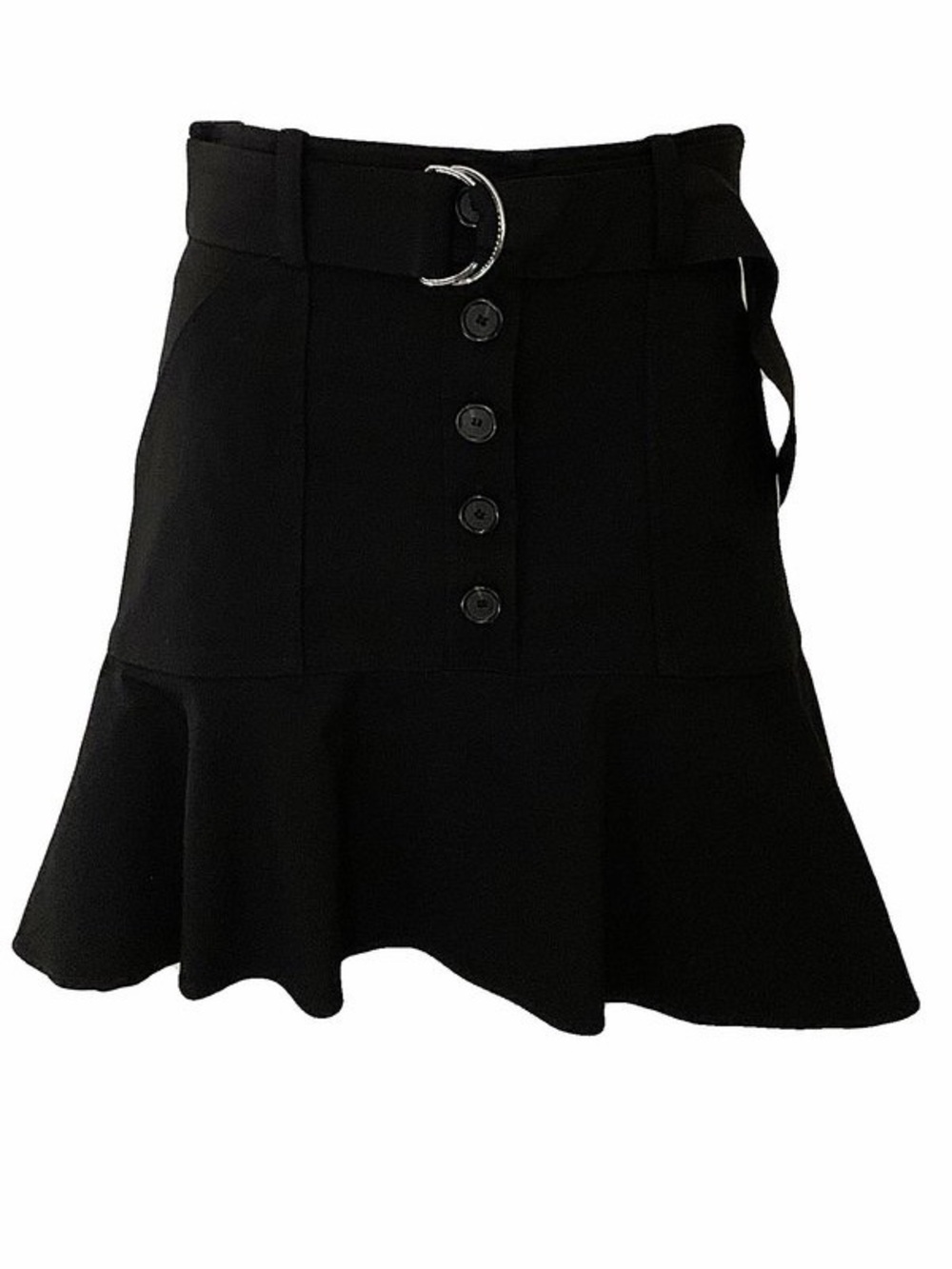 A.L.C. Black Button-Front Mini Skirt with Belt